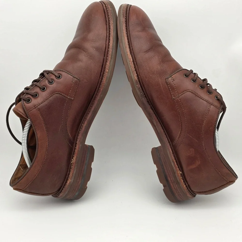 Johnston & Murphy Derby Dress Shoes Men 11M Brown Leather Brazil Lug Sole Preppy